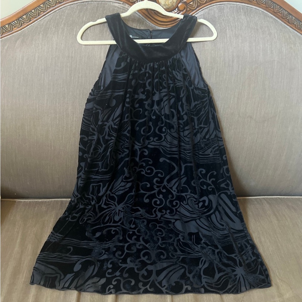 AB Studio Black Dress with velvet patterns